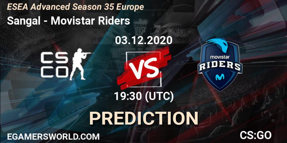 Pronóstico Sangal - Movistar Riders. 03.12.2020 at 15:15, Counter-Strike (CS2), ESEA Advanced Season 35 Europe