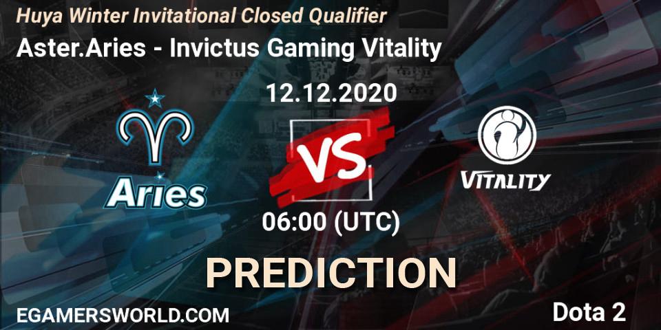 Pronóstico Aster.Aries - Invictus Gaming Vitality. 12.12.2020 at 10:20, Dota 2, Huya Winter Invitational Closed Qualifier