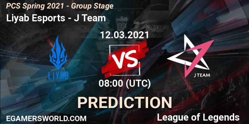 Pronóstico Liyab Esports - J Team. 12.03.2021 at 09:30, LoL, PCS Spring 2021 - Group Stage