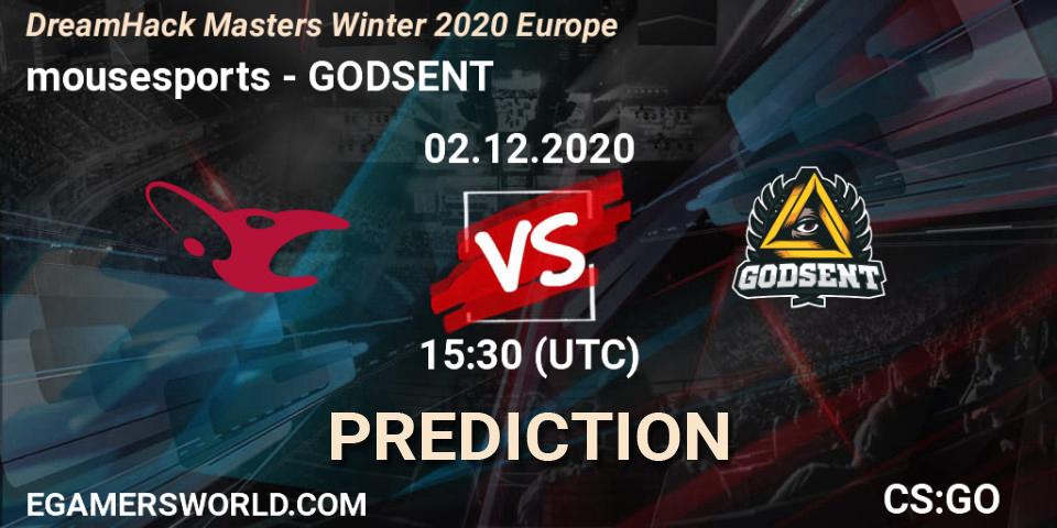 Pronóstico mousesports - GODSENT. 02.12.20, CS2 (CS:GO), DreamHack Masters Winter 2020 Europe