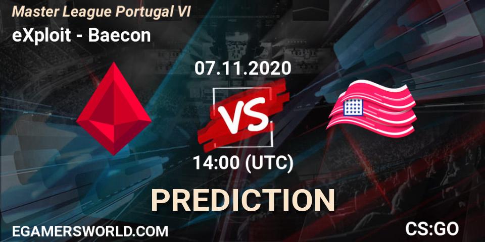 Pronóstico eXploit - Baecon. 07.11.2020 at 14:00, Counter-Strike (CS2), Master League Portugal VI