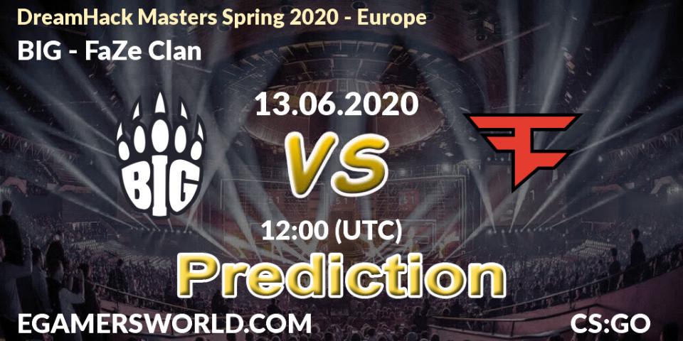 Pronóstico BIG - FaZe Clan. 13.06.2020 at 12:00, Counter-Strike (CS2), DreamHack Masters Spring 2020 - Europe