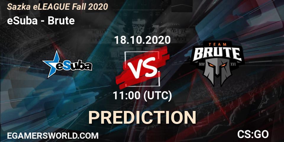 Pronóstico eSuba - Brute. 18.10.2020 at 11:00, Counter-Strike (CS2), Sazka eLEAGUE Fall 2020