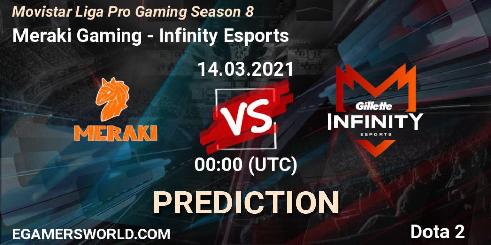 Pronóstico Meraki Gaming - Infinity Esports. 13.03.2021 at 23:59, Dota 2, Movistar Liga Pro Gaming Season 8