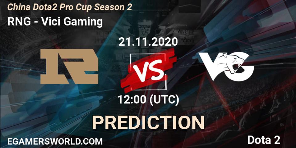 Pronóstico RNG - Vici Gaming. 21.11.2020 at 11:45, Dota 2, China Dota2 Pro Cup Season 2