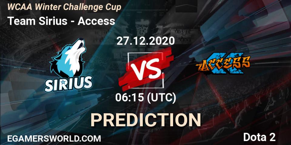 Pronóstico Team Sirius - Access. 27.12.20, Dota 2, WCAA Winter Challenge Cup