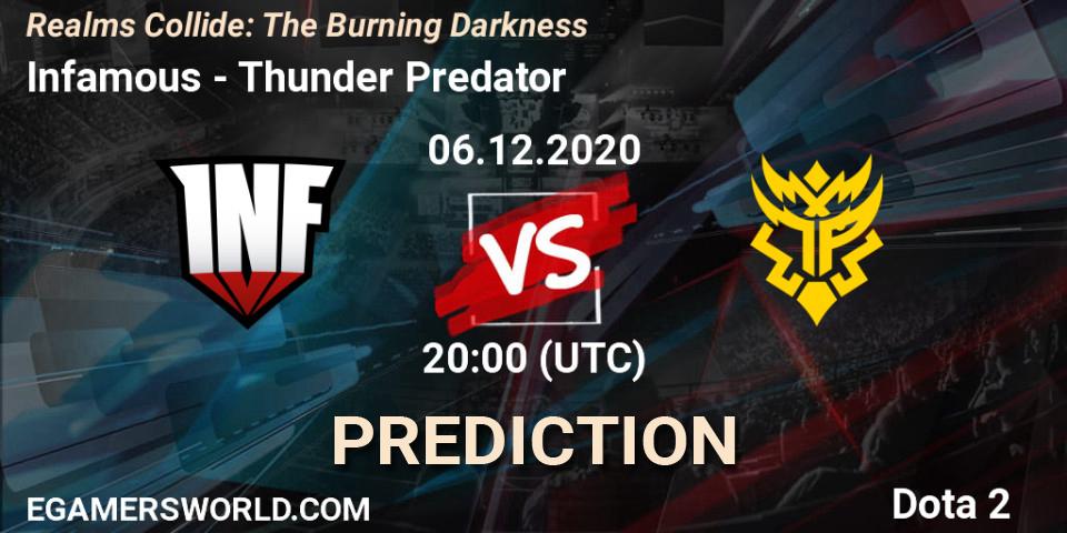 Pronóstico Infamous - Thunder Predator. 06.12.20, Dota 2, Realms Collide: The Burning Darkness