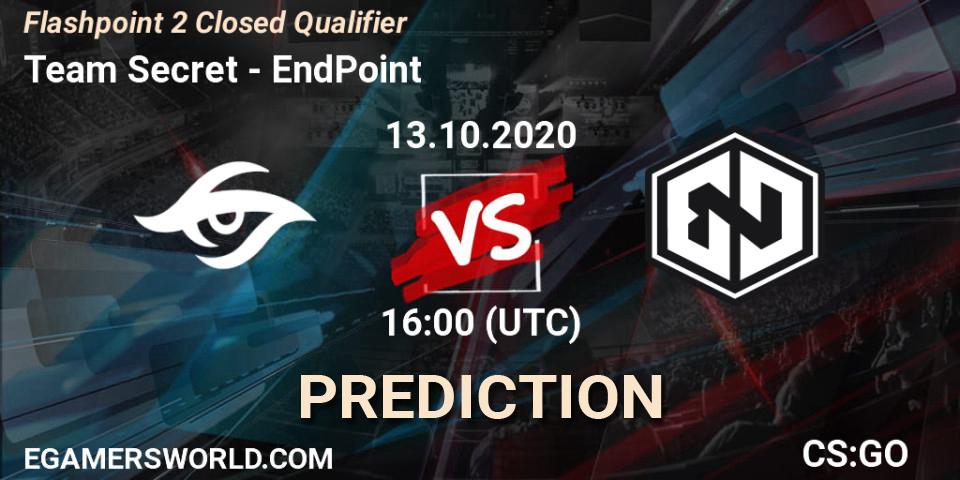 Pronóstico Team Secret - EndPoint. 13.10.2020 at 15:00, Counter-Strike (CS2), Flashpoint 2 Closed Qualifier