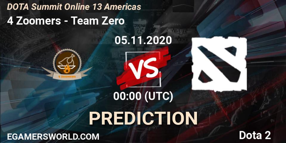 Pronóstico 4 Zoomers - Team Zero. 05.11.2020 at 01:00, Dota 2, DOTA Summit 13: Americas