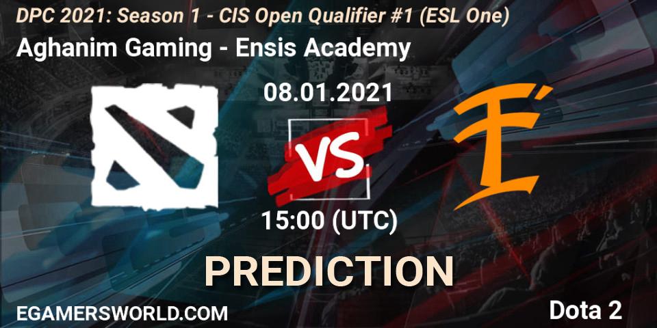 Pronóstico Aghanim Gaming - Ensis Academy. 08.01.2021 at 15:00, Dota 2, DPC 2021: Season 1 - CIS Open Qualifier #1 (ESL One)