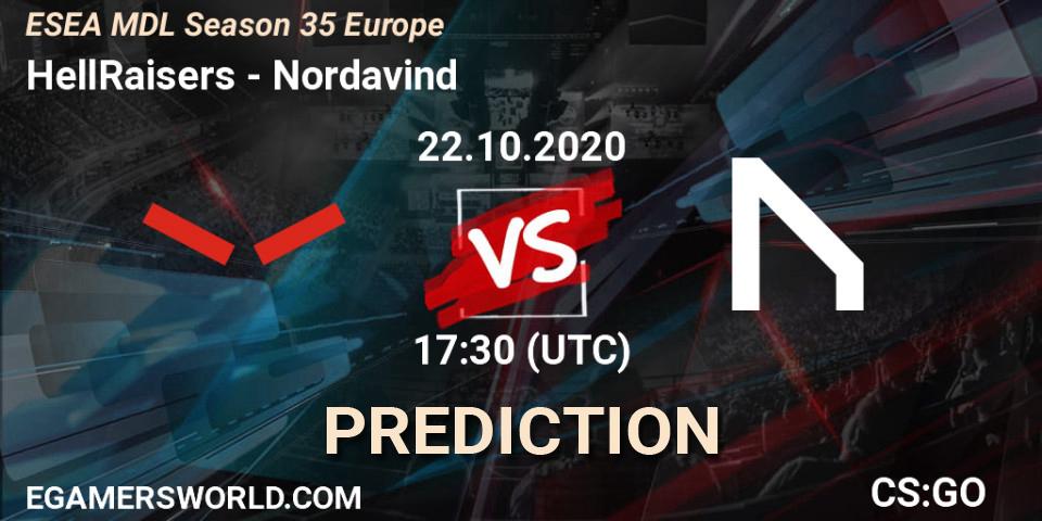 Pronóstico HellRaisers - Nordavind. 22.10.2020 at 17:35, Counter-Strike (CS2), ESEA MDL Season 35 Europe