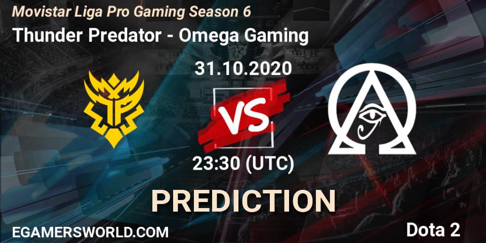 Pronóstico Thunder Predator - Omega Gaming. 31.10.2020 at 23:30, Dota 2, Movistar Liga Pro Gaming Season 6