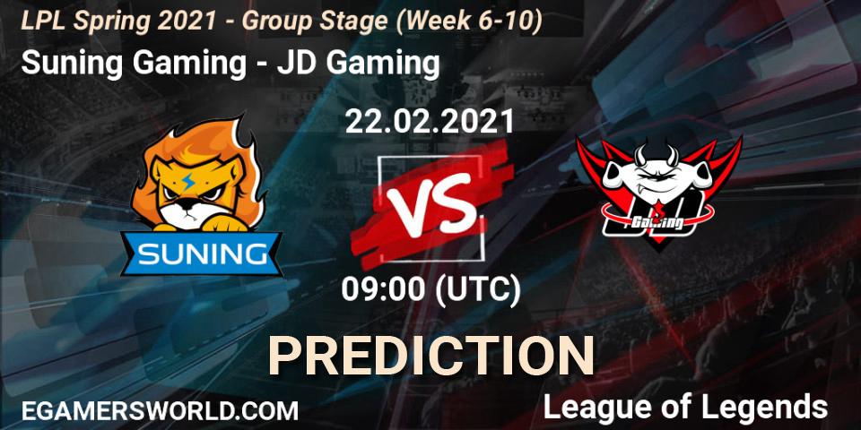 Pronóstico Suning Gaming - JD Gaming. 22.02.2021 at 09:00, LoL, LPL Spring 2021 - Group Stage (Week 6-10)