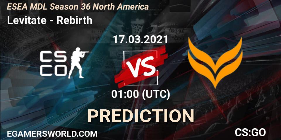 Pronóstico Levitate - Rebirth. 17.03.2021 at 01:00, Counter-Strike (CS2), MDL ESEA Season 36: North America - Premier Division