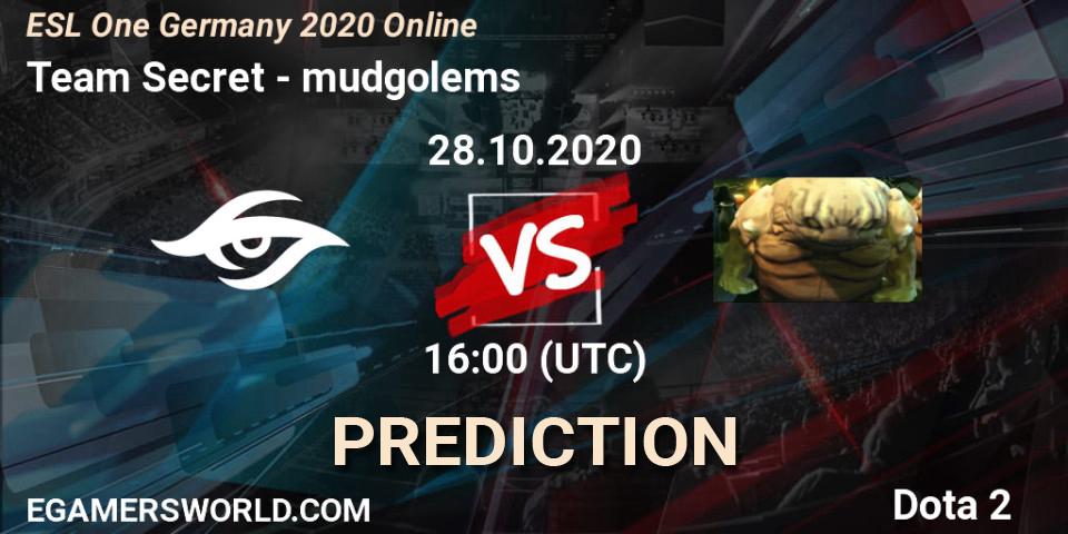 Pronóstico Team Secret - mudgolems. 28.10.2020 at 16:00, Dota 2, ESL One Germany 2020 Online