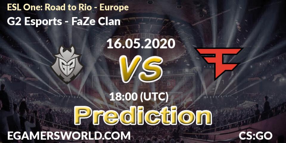Pronóstico G2 Esports - FaZe Clan. 16.05.2020 at 18:00, Counter-Strike (CS2), ESL One: Road to Rio - Europe