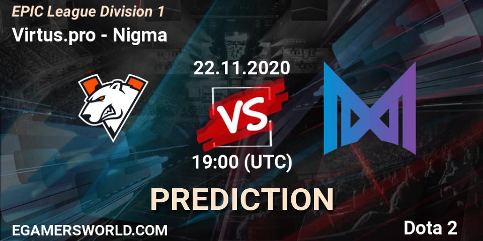 Pronóstico Virtus.pro - Nigma. 22.11.2020 at 19:01, Dota 2, EPIC League Division 1