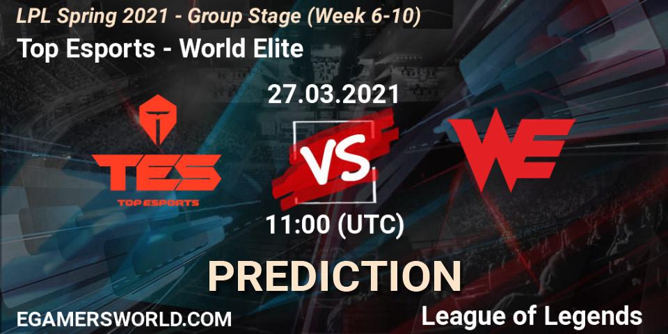 Pronóstico Top Esports - World Elite. 27.03.2021 at 11:45, LoL, LPL Spring 2021 - Group Stage (Week 6-10)