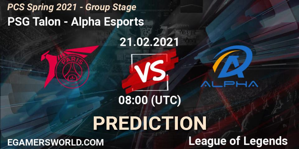 Pronóstico PSG Talon - Alpha Esports. 21.02.2021 at 08:00, LoL, PCS Spring 2021 - Group Stage