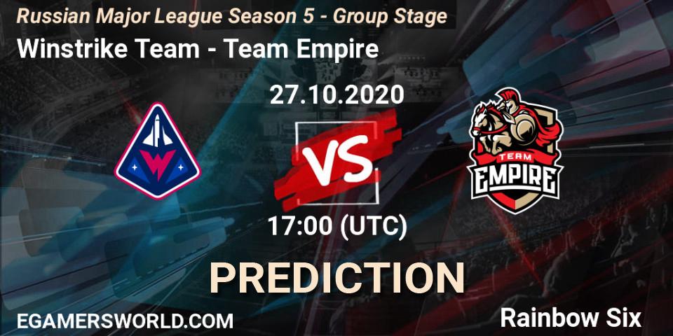 Pronóstico Winstrike Team - Team Empire. 27.10.2020 at 17:00, Rainbow Six, Russian Major League Season 5 - Group Stage