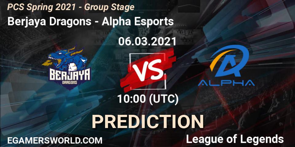 Pronóstico Berjaya Dragons - Alpha Esports. 06.03.2021 at 10:00, LoL, PCS Spring 2021 - Group Stage