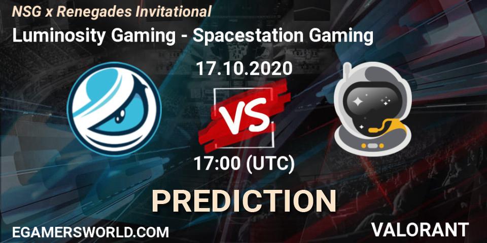 Pronóstico Luminosity Gaming - Spacestation Gaming. 17.10.2020 at 17:00, VALORANT, NSG x Renegades Invitational