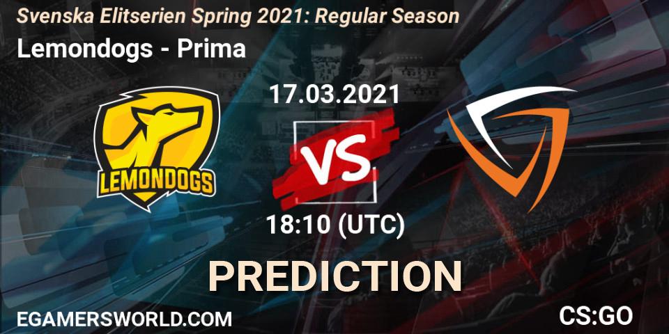 Pronóstico Lemondogs - Prima. 17.03.2021 at 18:10, Counter-Strike (CS2), Svenska Elitserien Spring 2021: Regular Season