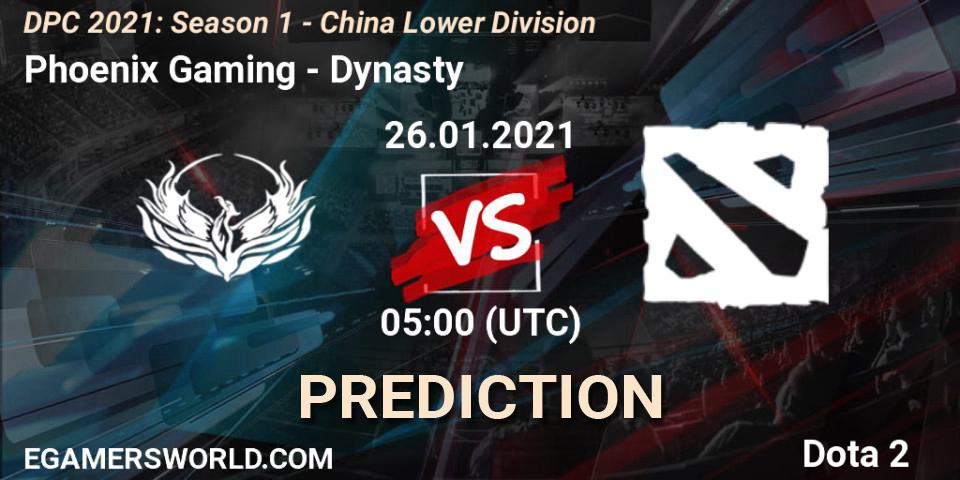Pronóstico Phoenix Gaming - Dynasty. 26.01.2021 at 05:04, Dota 2, DPC 2021: Season 1 - China Lower Division