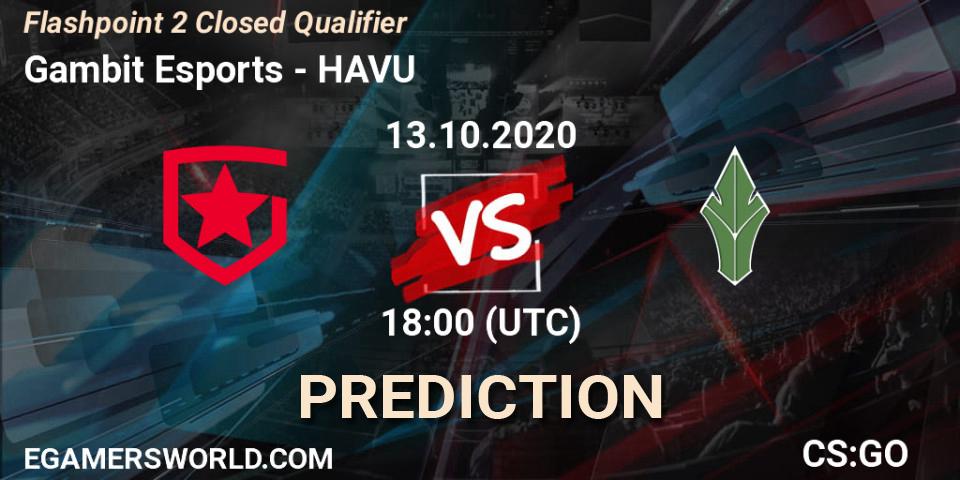 Pronóstico Gambit Esports - HAVU. 13.10.2020 at 18:10, Counter-Strike (CS2), Flashpoint 2 Closed Qualifier