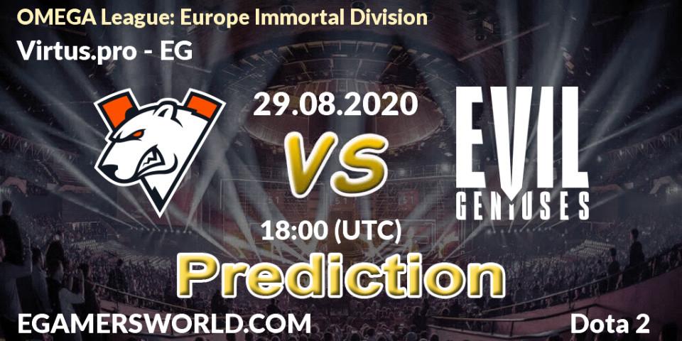 Pronóstico Virtus.pro - EG. 29.08.2020 at 16:42, Dota 2, OMEGA League: Europe Immortal Division