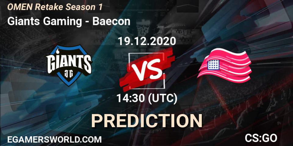 Pronóstico Giants Gaming - Baecon. 19.12.2020 at 15:00, Counter-Strike (CS2), OMEN Retake Season 1