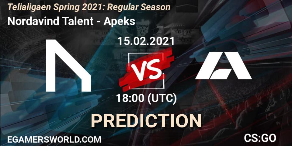 Pronóstico Nordavind Talent - Apeks. 15.02.2021 at 18:00, Counter-Strike (CS2), Telialigaen Spring 2021: Regular Season