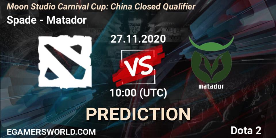 Pronóstico Spade - Matador. 27.11.2020 at 10:49, Dota 2, Moon Studio Carnival Cup: China Closed Qualifier