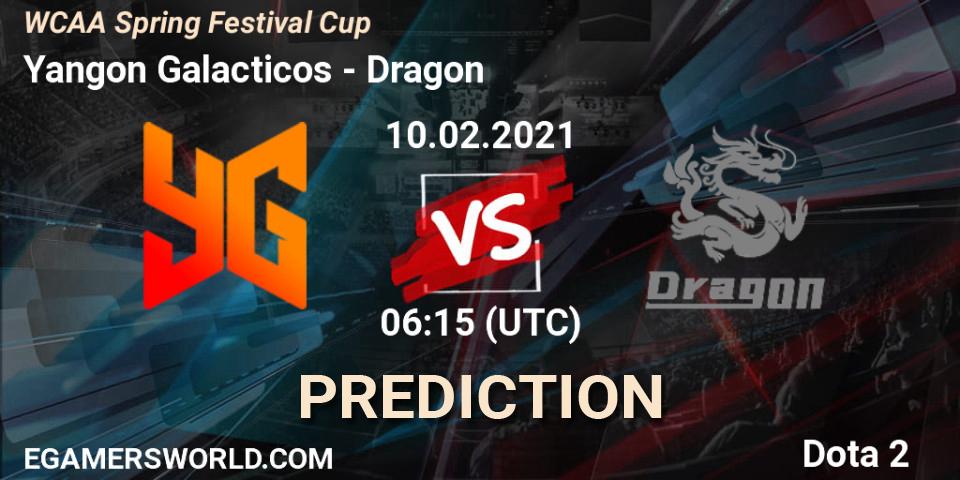 Pronóstico Yangon Galacticos - Dragon. 10.02.2021 at 06:40, Dota 2, WCAA Spring Festival Cup
