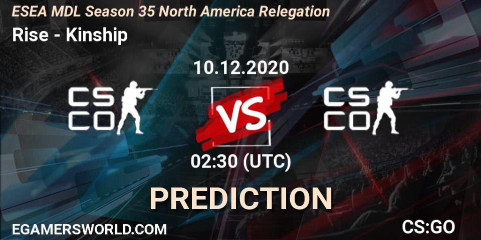 Pronóstico Rise - Kinship. 10.12.2020 at 02:30, Counter-Strike (CS2), ESEA MDL Season 35 North America Relegation