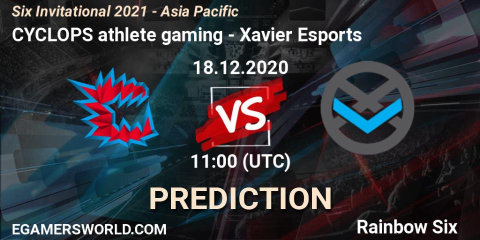 Pronóstico CYCLOPS athlete gaming - Xavier Esports. 18.12.2020 at 11:00, Rainbow Six, Six Invitational 2021 - Asia Pacific