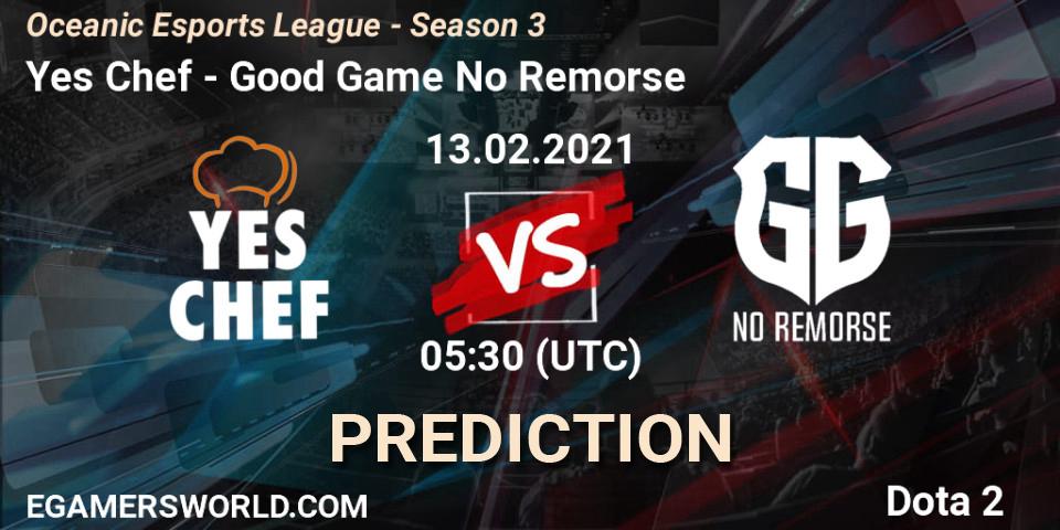 Pronóstico Yes Chef - Good Game No Remorse. 13.02.2021 at 07:22, Dota 2, Oceanic Esports League - Season 3