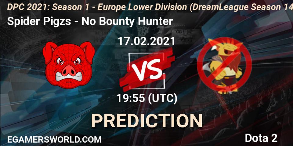 Pronóstico Spider Pigzs - No Bounty Hunter. 17.02.2021 at 21:06, Dota 2, DPC 2021: Season 1 - Europe Lower Division (DreamLeague Season 14)