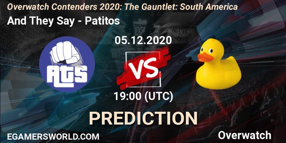 Pronóstico And They Say - Patitos. 05.12.2020 at 19:00, Overwatch, Overwatch Contenders 2020: The Gauntlet: South America