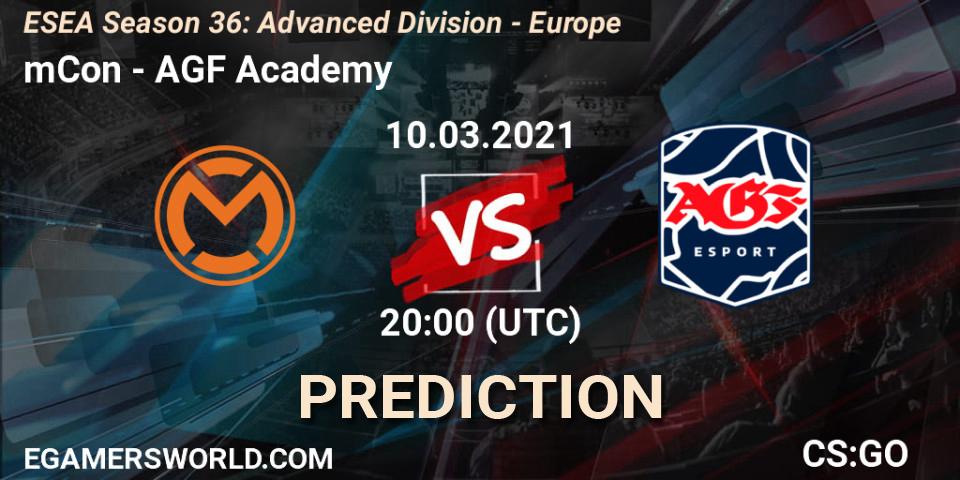 Pronóstico mCon - AGF Academy. 10.03.2021 at 20:00, Counter-Strike (CS2), ESEA Season 36: Europe - Advanced Division