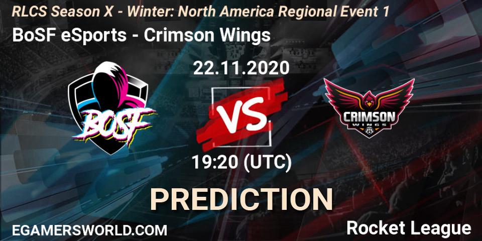 Pronóstico BoSF eSports - Crimson Wings. 22.11.2020 at 19:20, Rocket League, RLCS Season X - Winter: North America Regional Event 1