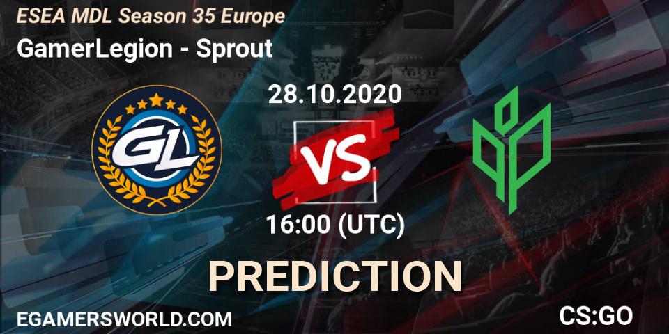 Pronóstico GamerLegion - Sprout. 28.10.2020 at 16:00, Counter-Strike (CS2), ESEA MDL Season 35 Europe