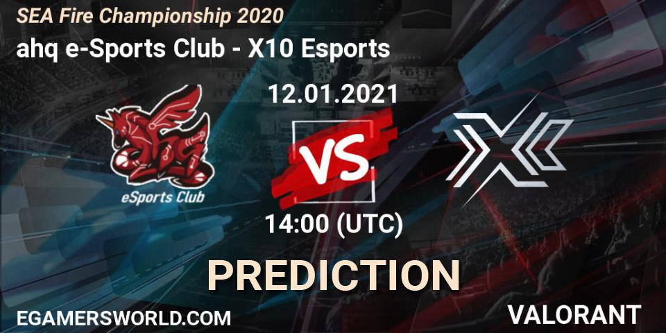 Pronóstico ahq e-Sports Club - X10 Esports. 12.01.2021 at 14:00, VALORANT, SEA Fire Championship 2020
