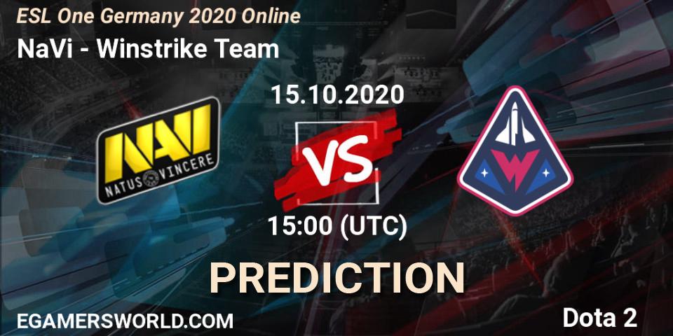 Pronóstico NaVi - Winstrike Team. 15.10.2020 at 15:35, Dota 2, ESL One Germany 2020 Online
