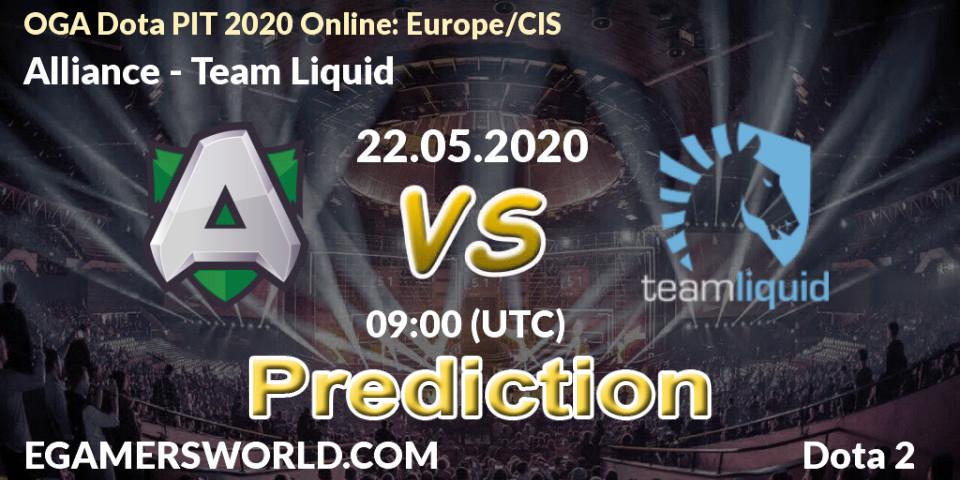 Pronóstico Alliance - Team Liquid. 22.05.2020 at 09:06, Dota 2, OGA Dota PIT 2020 Online: Europe/CIS