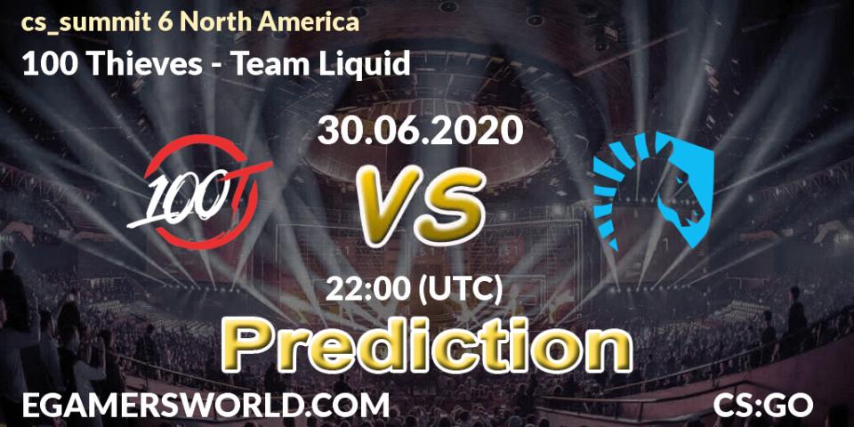 Pronóstico 100 Thieves - Team Liquid. 30.06.2020 at 22:00, Counter-Strike (CS2), cs_summit 6 North America