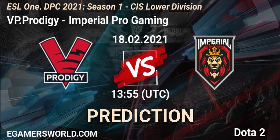 Pronóstico VP.Prodigy - Imperial Pro Gaming. 18.02.21, Dota 2, ESL One. DPC 2021: Season 1 - CIS Lower Division