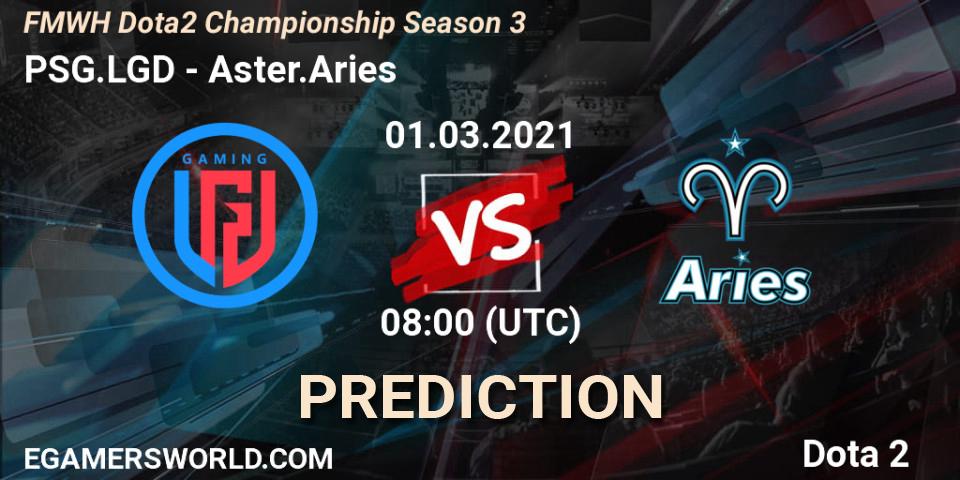 Pronóstico PSG.LGD - Aster.Aries. 01.03.2021 at 08:00, Dota 2, FMWH Dota2 Championship Season 3