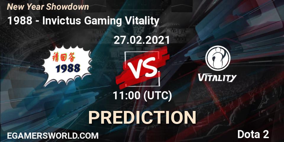 Pronóstico 请回答1988 - Invictus Gaming Vitality. 27.02.2021 at 11:00, Dota 2, New Year Showdown