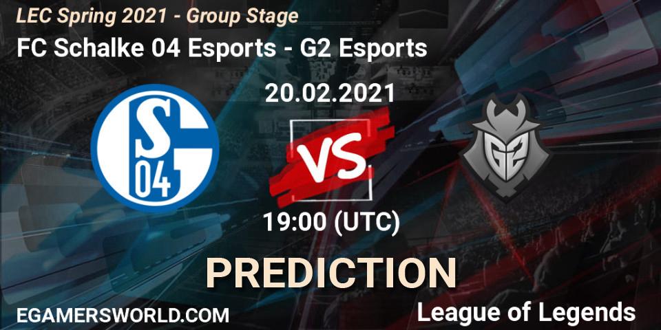 Pronóstico FC Schalke 04 Esports - G2 Esports. 20.02.21, LoL, LEC Spring 2021 - Group Stage